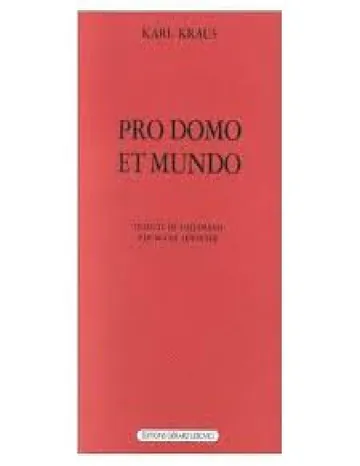 Pro domo et mundo de Krauss Karl, couverture du livre