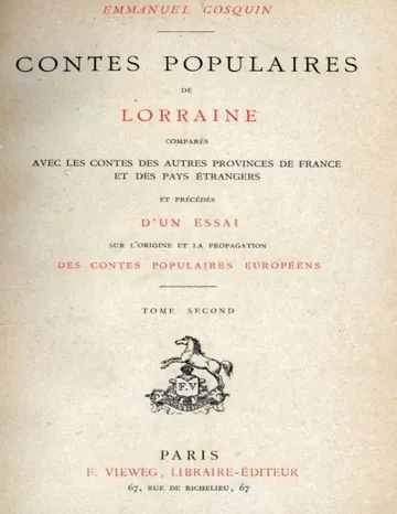 Contes populaires de Lorraine, comparés avec les contes des autres provinces de France et des pays étrangers, volume 2 (of 2) d’Emmanuel Cosquin, couverture du livre