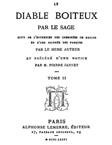 Le diable boiteux, tome II d’Alain René Le Sage, couverture du livre