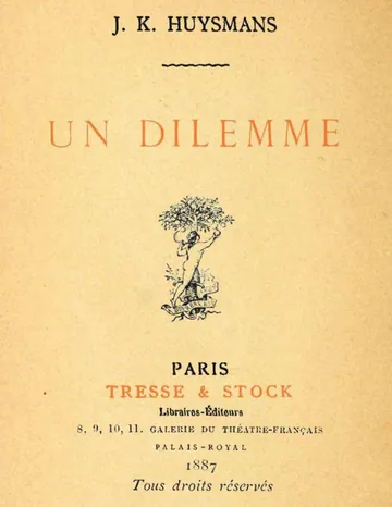 Un dilemme de J.-K. Huysmans, couverture du livre