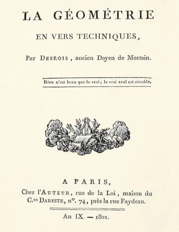 La géométrie en vers techniques de Lyon Des Roys, couverture du livre