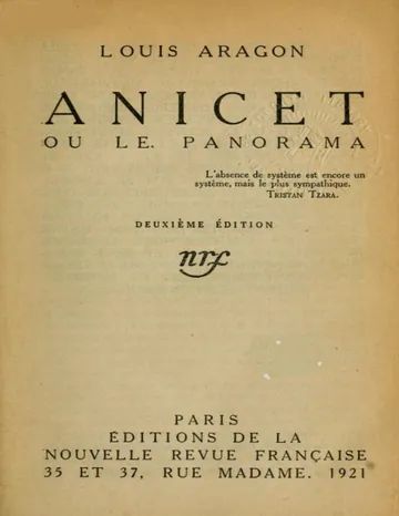 Anicet; ou, le panorama d’Aragon, couverture du livre
