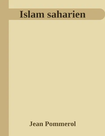 Islam saharien de Jean Pommerol, couverture du livre
