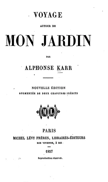Voyage autour de mon jardin d’Alphonse Karr, couverture du livre