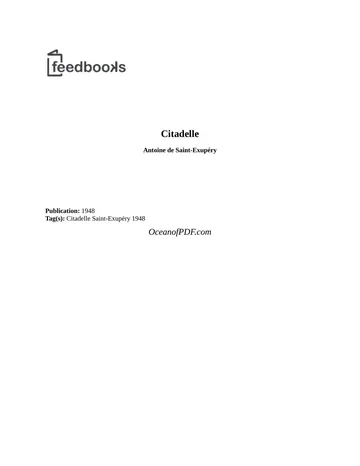 Citadelle d’Antoine de Saint-Exupéry, couverture du livre