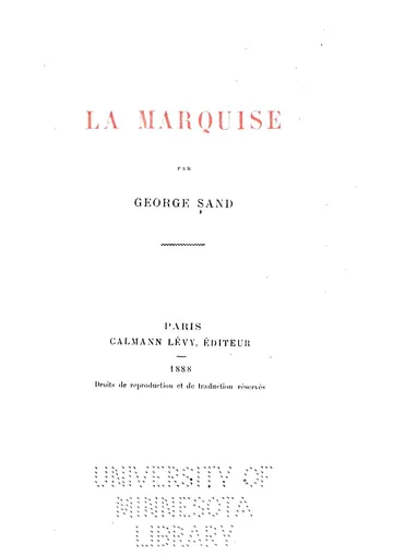 La Marquise de George Sand, couverture du livre