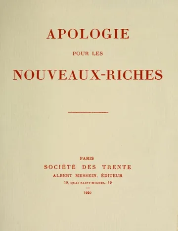 Apologie pour les nouveaux-riches de Thierry Sandre, couverture du livre