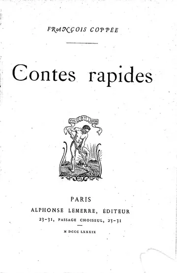 Contes rapides de François Coppée, couverture du livre