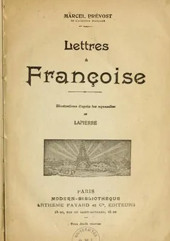 Lettres à Françoise de Marcel Prévost, couverture du livre