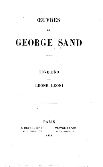 Teverino de George Sand, couverture du livre