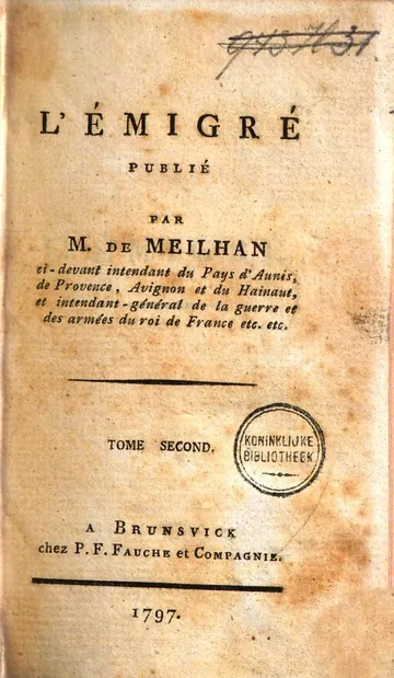 L'Émigré de Gabriel Sénac de Meilhan, couverture du livre
