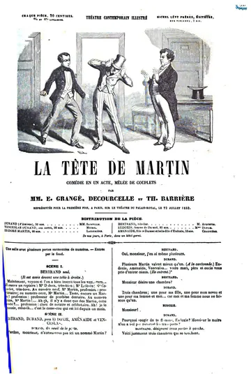 La tête de Martin: Comédie en un acte d’Eugène Grangé, couverture du livre