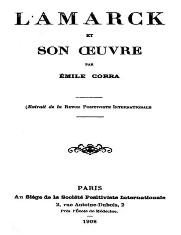 Lamarck et son OEuvre d’Emile Corra, couverture du livre