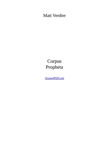 Corpus Propheta de Matt Verdier, couverture du livre
