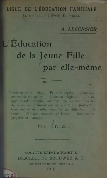 L’Éducation de la Jeune Fille par elle-même d’Antoine Lecensier, couverture du livre