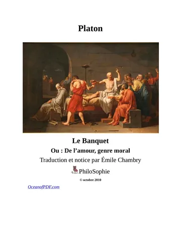 Le Banquet de Platon, couverture du livre