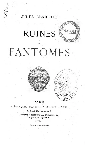 Ruines et fantômes de Jules Claretie, couverture du livre