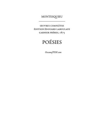 Poésies de Montesquieu, couverture du livre