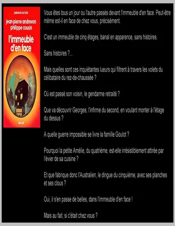 Limmeuble den face d’ANDREVON Jean-Pierre, couverture du livre