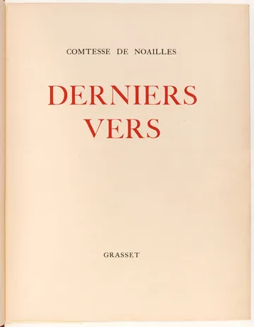 Derniers vers d’Anna de Noailles, couverture du livre