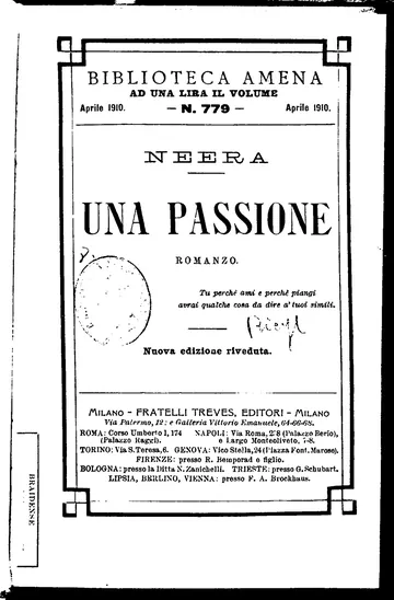 Una passione di Neera, copertina del libro
