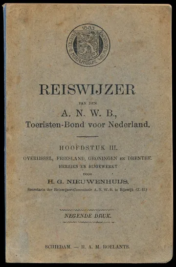 Reiswijzer van den A.N.W.B., Toeristen-Bond voor Nederland van H. G. Nieuwenhuijs, boekomslag