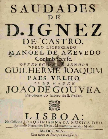 Saudades de D. Ignez de Castro de Manoel de Azevedo, capa do livro