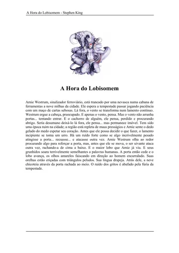 A Hora do Lobisomem de Stephen King, capa do livro