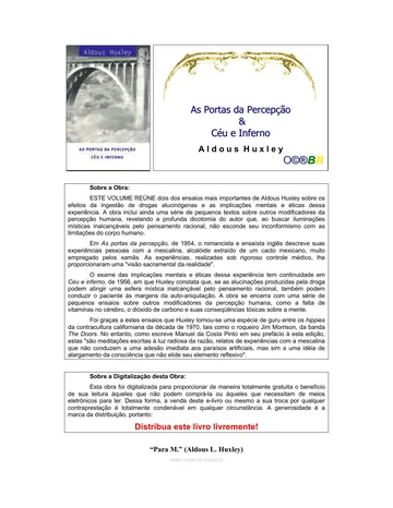 As Portas da Percepção & Céu e Inferno de Aldous Huxley, capa do livro