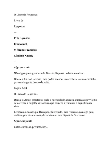 O Livro de Respostas de Francisco Cândido Xavier (Chico Xavier), capa do livro