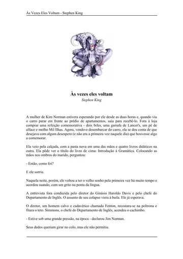 Às vezes eles voltam de Stephen King, capa do livro