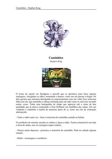 Caminhões de Stephen King, capa do livro