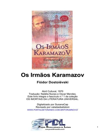 Os Irmãos Karamázov de Fiódor Dostoiévski, capa do livro