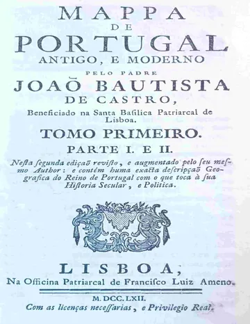 Mappa de Portugal antigo, e moderno, tomo 1 de João Bautista de Castro, capa do livro
