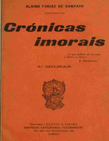 Crónicas imorais de Albino Forjaz de Sampaio, capa do livro