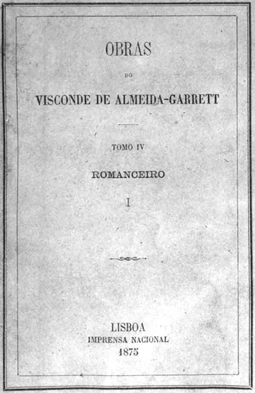 Romanceiro I de João Batista da Silva Leitão de Almeida Garrett Almeida Garrett, capa do livro