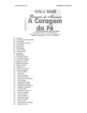 A Coragem da Fé de Bezerra de Menezes (Espírito), pela psicografia de Carlos A. Bacelli, capa do livro