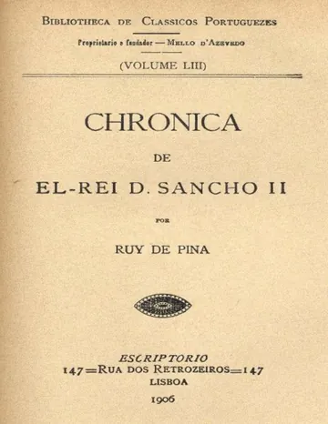 Chronica de El-Rei D. Sancho II de Rui de Pina, capa do livro