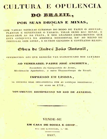 Cultura e Opulência do Brasil por suas Drogas e Minas de André João Antonil, capa do livro