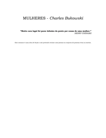 Mulheres de Charles Bukowski, capa do livro