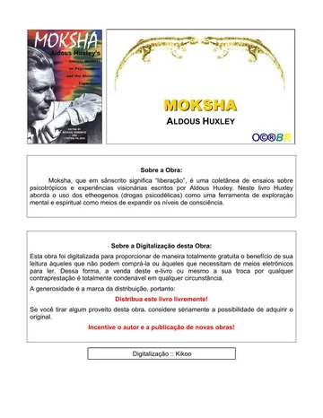 Moksha: Textos sobre Psicodélicos e a Experiência Visionária de Aldous Huxley, capa do livro