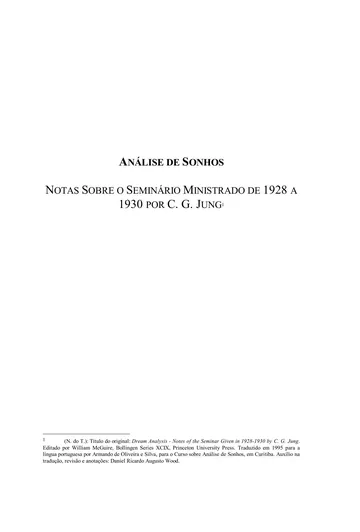 Análise de Sonhos: Notas sobre o Seminário Ministrado de 1928 a 1930 de C. G. Jung, capa do livro