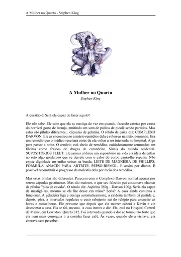 A Mulher no Quarto de Stephen King, capa do livro