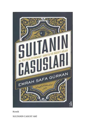 Sultanın Casusları - Emrah Safa Gürkan