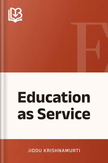 Education as Service by Jiddu Krishnamurti, book cover