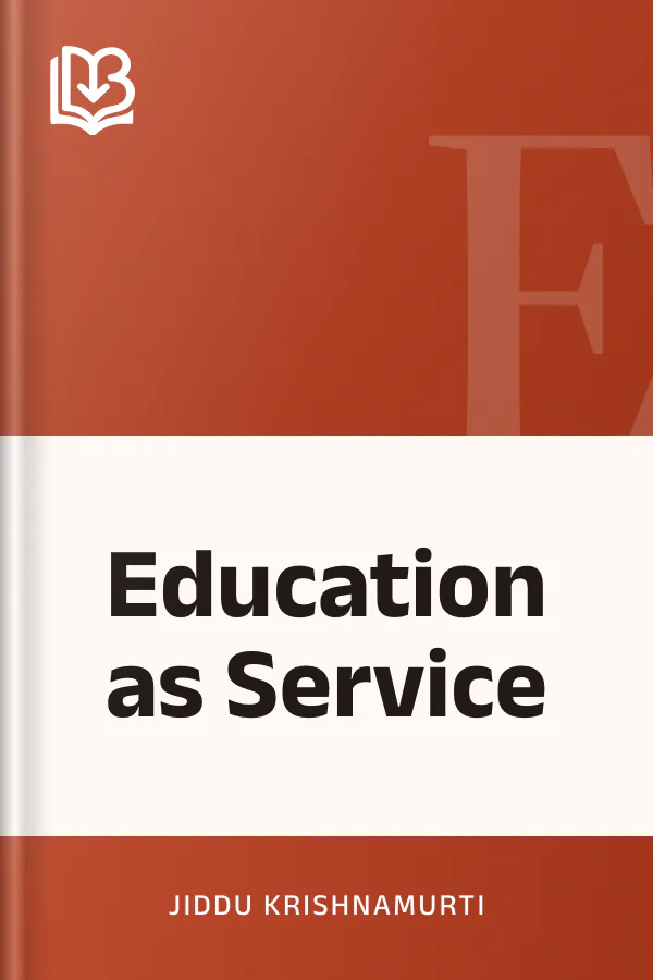 Education as Service by Jiddu Krishnamurti, book cover