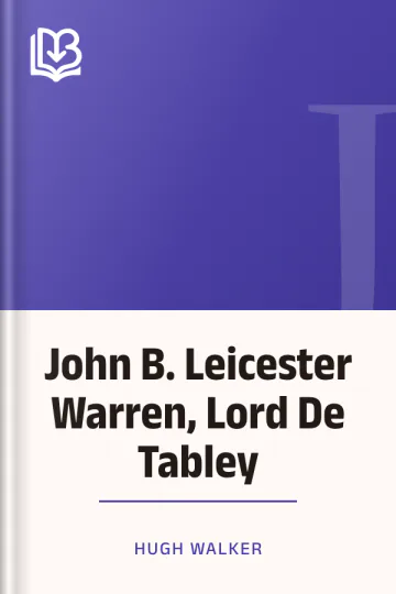 John B. Leicester Warren, Lord De Tabley by Hugh Walker, book cover