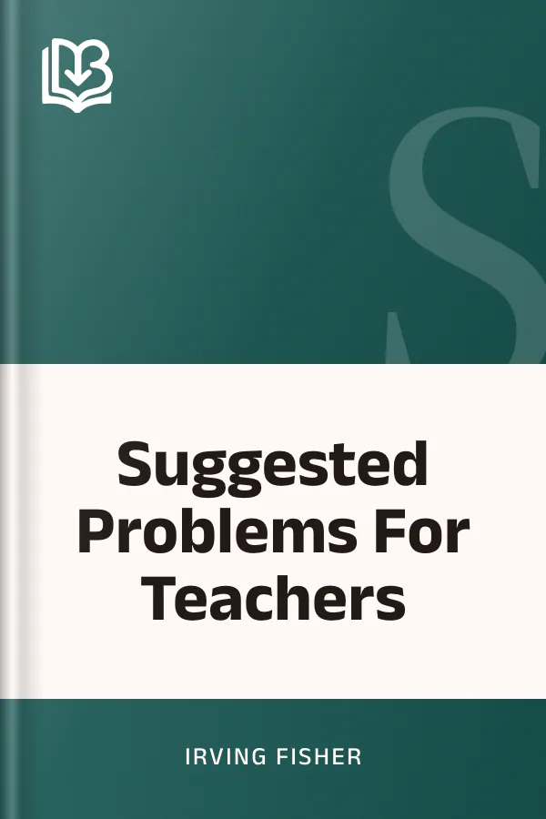 Suggested Problems For Teachers by Irving Fisher, book cover