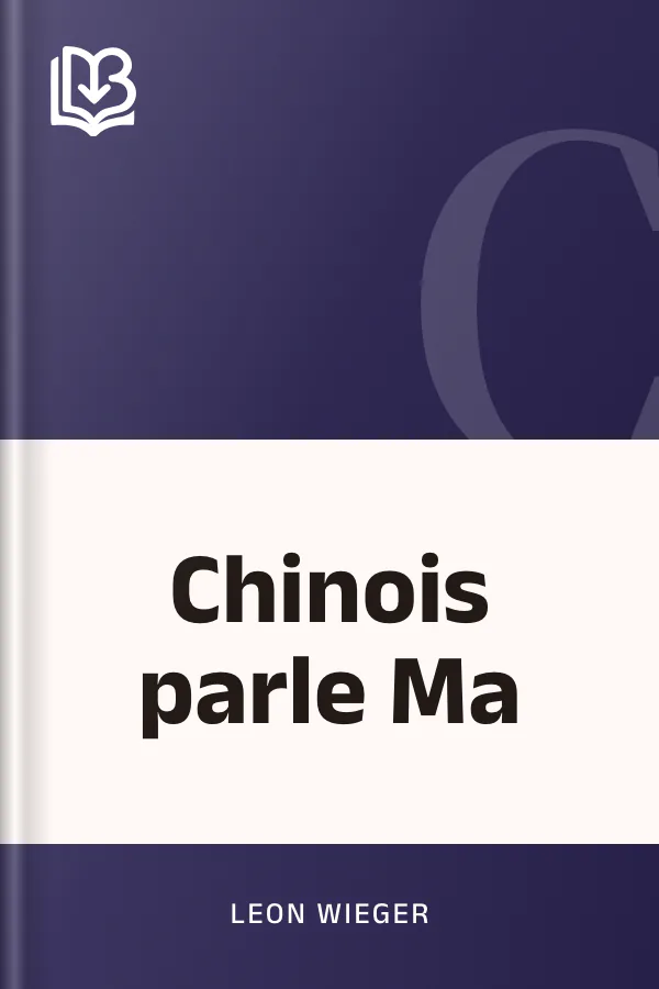 Chinois parle Ma de Leon Wieger, couverture du livre