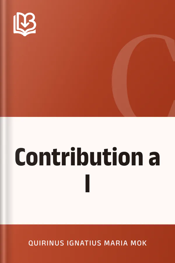 Contribution a l de Quirinus Ignatius Maria Mok, couverture du livre